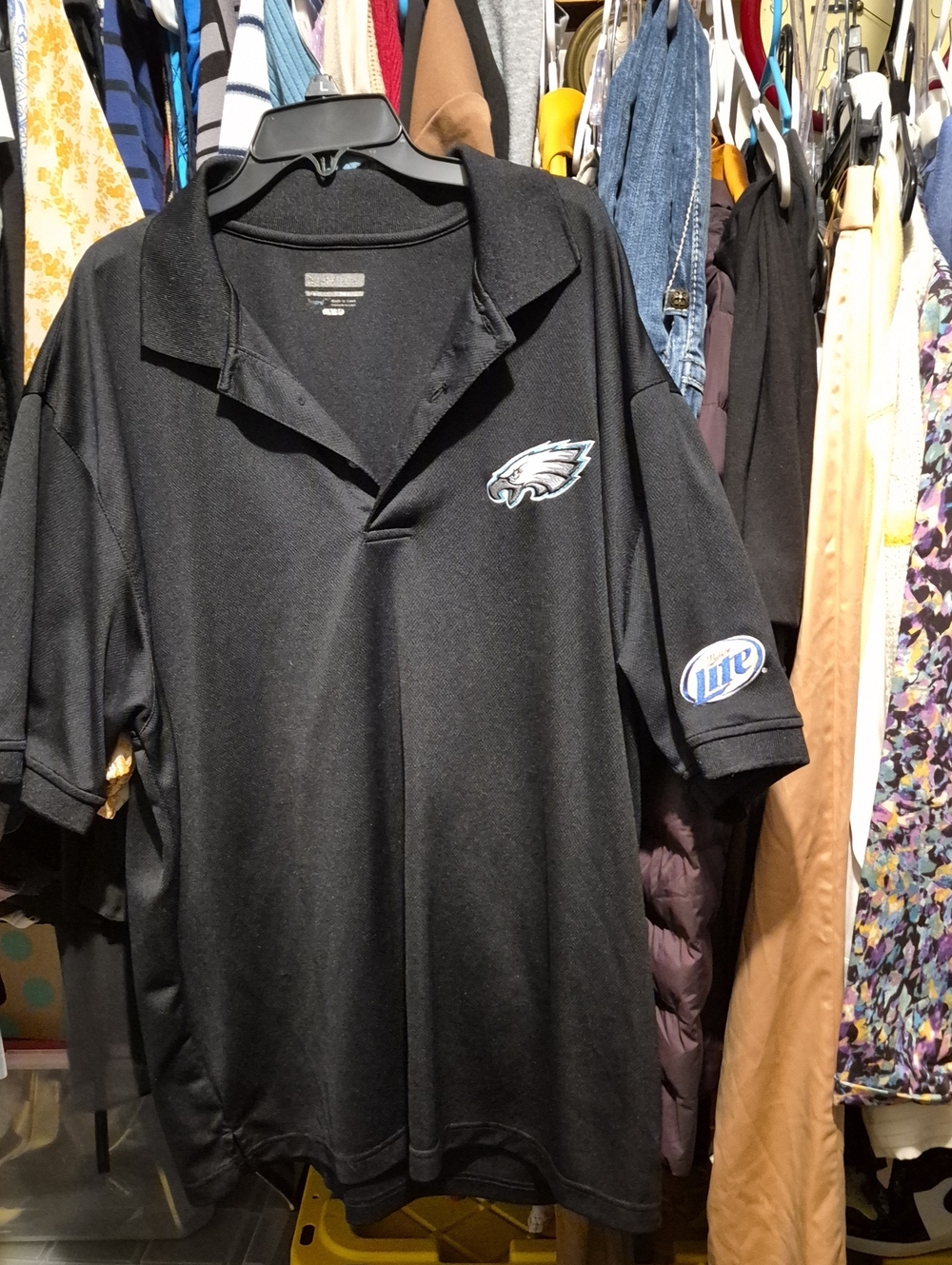 H&M Black Men’s Polo with Philadelphia Eagles and Sponsor Patch